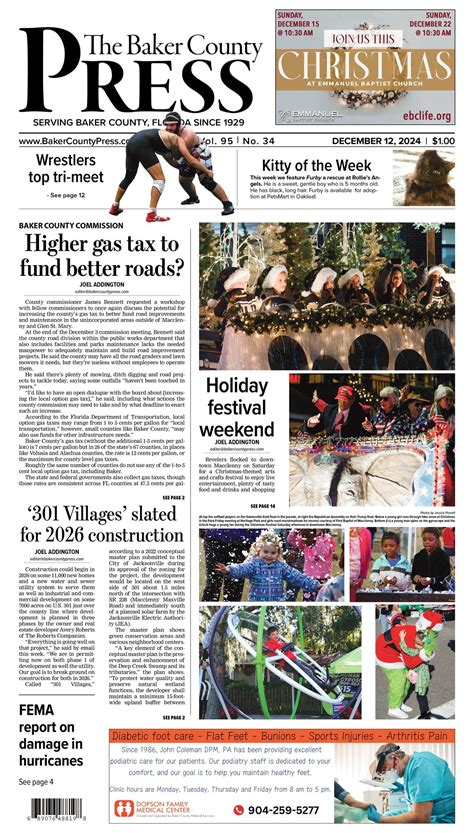 Baker county press.  Mar 12, 2026 · The Baker County Press, Macclenny.  It covers...