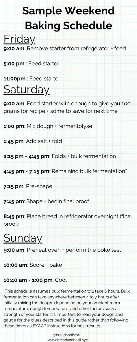 Baking Schedule Template