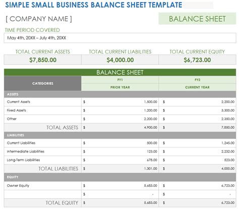 Balance Sheet Template For Small Business Excel Excel Templates