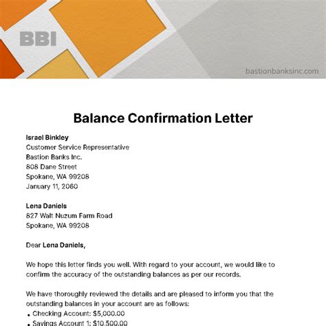 Balance confirmation letter format in excel.  This letter serves A balance confirmat...