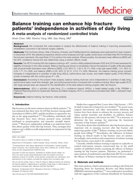 Balance training can enhance hip fracture patients’... : Medicine