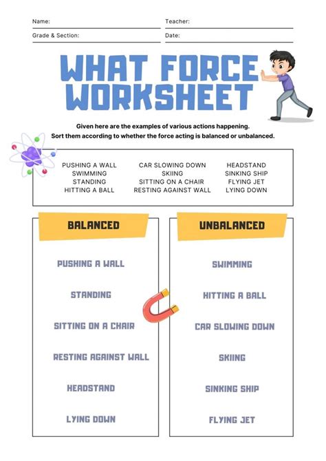 Balanced And Unbalanced Forces Worksheets Answers Key