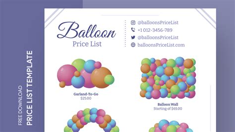 Balloon Price List Free Google Docs Template gdoc.io
