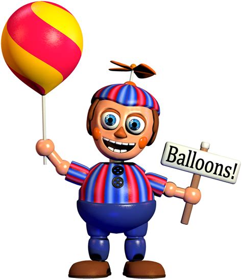 Balloon Boy running out of the office, animated. BB returns in Five Nights at Freddy's VR: Help Wanted, in the FNAF 2 levels.His behavior remains the same, when he's in the vent, the player must put on the Freddy Fazbear Mask to ward him off or else he will enter the Office and disable the lights, leaving the player vulnerable to Withered Foxy.