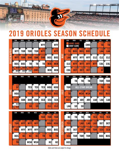ESPN has the full 2019 Baltimore Orioles 1st Half MLB schedule. Includes game times, TV listings and ticket information for all Orioles games.. 