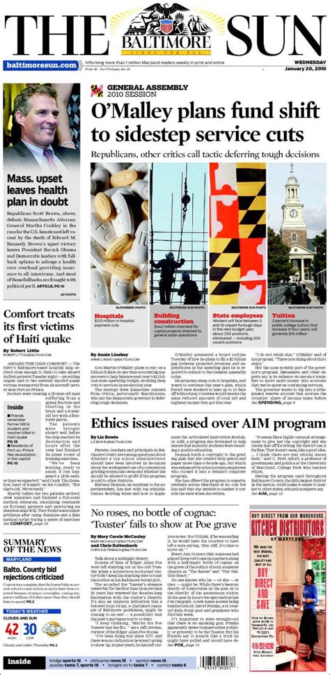 The Baltimore Sun eNewspaper is a complete seven-days-a-week digital replica of the print version, including every article, photograph, advertisement, and even the daily crossword puzzle.. 