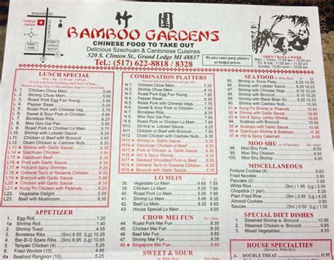 Bamboo garden grand ledge menu. Find company research, competitor information, contact details & financial data for Bamboo Garden of Grand Ledge, MI. Get the latest business insights from Dun & Bradstreet. 