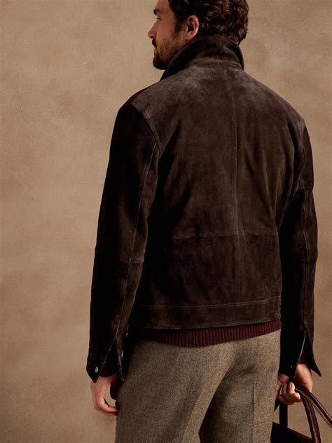 Ranger Suede Bomber Jacket. $600.00. Explore the bomber jackets shop for contemporary styles designed to last. True everyday luxury only at Banana Republic. Through thoughtful design, we create clothing and accessories with detailed craftsmanship in luxurious materials. . 