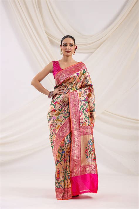 Banarasi Chanderi Silk Saree - Sumangal Banaras