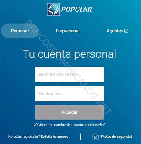 Banco popular online banking. Popular's Mi Banco Online is the most complete online banking, where you can check your account balances, make payments and transfers, and much more. ... You are now leaving the Virgin Islands region of Banco Popular de Puerto Rico’s web page and being redirected to Popular Bank. 