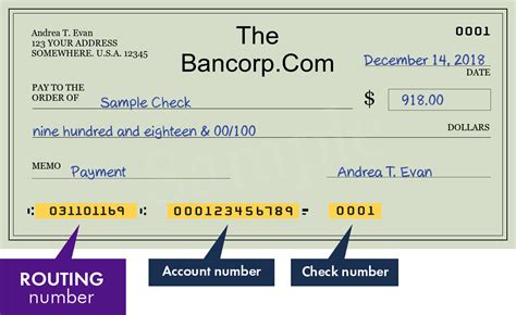 In General : The Combination is- 31XX - The first four digits is Federal Reserve routing symbol. Any The Bancorp Bank Routing Number start with 31 as per bank's Federal …. 