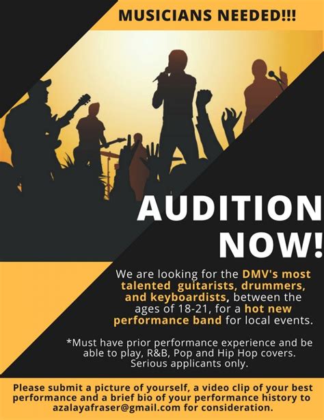 The music auditions will be done blind. All applicants will audition behind a screen for a panel of highly qualified adjudicators from both within and outside of the Commanders organization. Applicants who pass the music audition will be invited to participate in the marching audition at 8:30pm.. 