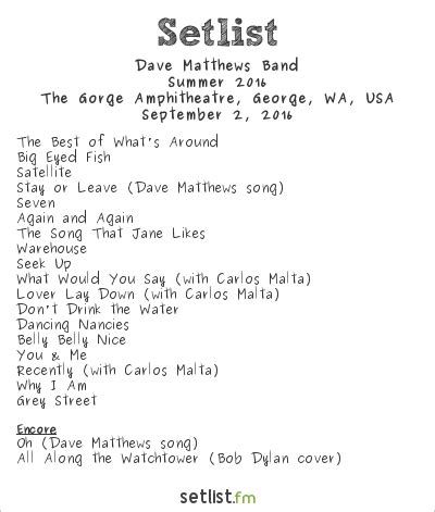 Get the Dave Matthews Band Setlist of the concert a