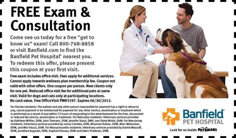 Banfield free exam coupon. Availing Banfield's complimentary first office visit is a straightforward process. New clients can schedule an appointment online through the Banfield website or by calling their toll-free number at 800-768-8858. There is no requirement for a coupon or voucher to avail this offer. 