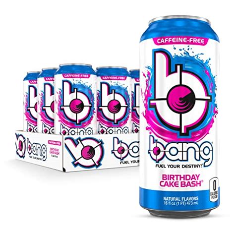 Bang Caffeine-Free, Birthday Cake Bash Energy Drink, Zero-Sugar Bang …