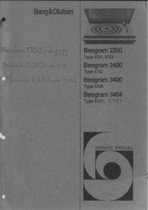 Bang olufsen beogram 2200 2400 3400 3404 service manual. - Studi geografici sopra le frane in italia ....