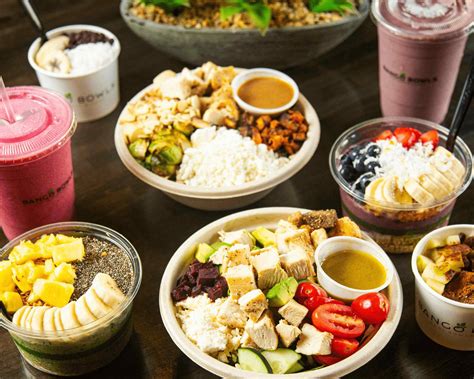 Bango bowls. Our Menu. Salads, Acai Bowls & More. Our mission is to focus on fresh, flavorful, fast and friendly…….all day and every day! Poke, Grain Bowls, & Salads. Acai Bowls. Toast. Flanini. … 
