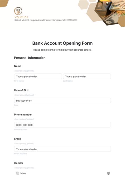 Bank account opening form template in Word and Pdf formats page 3 of 9