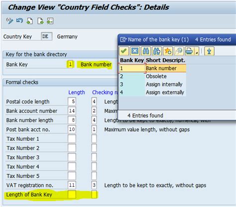 Bank key table in sap.  To be precise, it is a central country setting re...