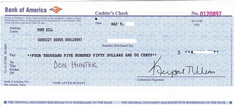 Bank of America Casher Check 50 Directly from Local BOA Branch
