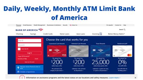 Listed below are the ways you can adjust your daily ATM withdrawal limit: Online banking: You can use the Bank of America online banking portal or smartphone …. 