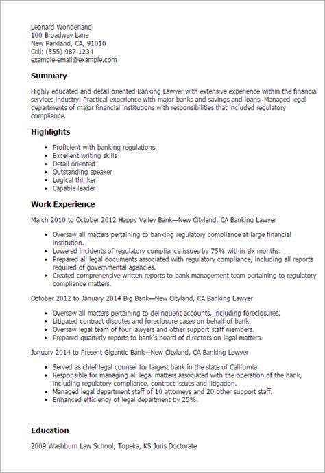 Banking Lawyer Resume Great Sample Resume