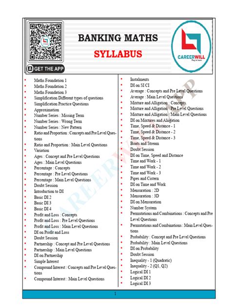 Banking syllabus maths.  Bank Exam Math Syllabus Guide The document is a st...