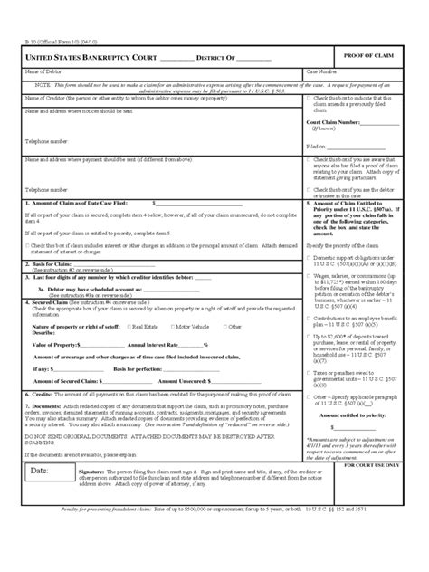 Bankruptcy Claim Form 2 Free Templates in PDF, Word, Excel Download