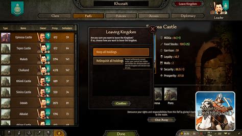 Bannerlord start own kingdom. You firstly need to own a castle or city and your clan must be tier 4. If you meet those criteria, and additionally are not a vassal or mercenary in one of the factions, there will be a button 'Create Kingdom' on your clan tab. Push that button. #1. Smiley Apr 29, 2021 @ 4:33pm. Originally posted by TaleWorlds Community Team: You firstly need ... 