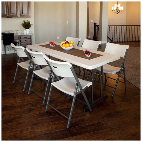 2.6-ft x 8-ft Indoor or Outdoor Rectangle Resin Gray Folding Banquet Table (10-Person) Shop the Collection. Model # 14188LGY3L. Find My Store. for pricing and availability. 33. …. 