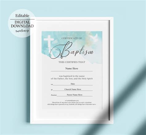 Baptism Certificate Download 8.5x11 Baptism Certificate Edit Etsy