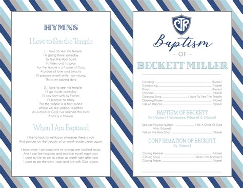 Baptism Program Boy LDS Baptism Program Editable PDF & Etsy