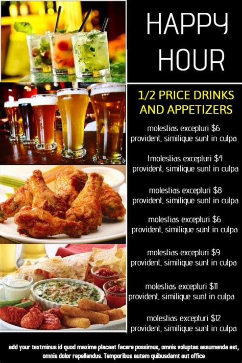 Bar Happy Hour Menu. Click to customize. Happy hour menu, Menu