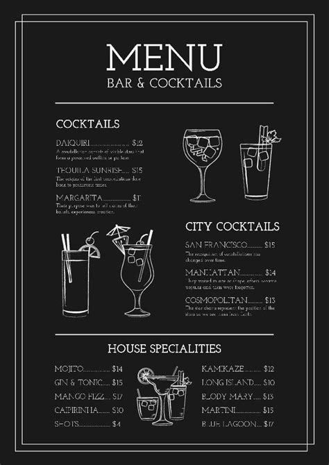 Bar Menu Template Graphics Designs Templates