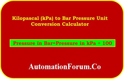 Bar to Kilopascal Conversion Unit Converter Online.