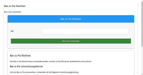 Bar zu Psi Rechner MiniWebtool.
