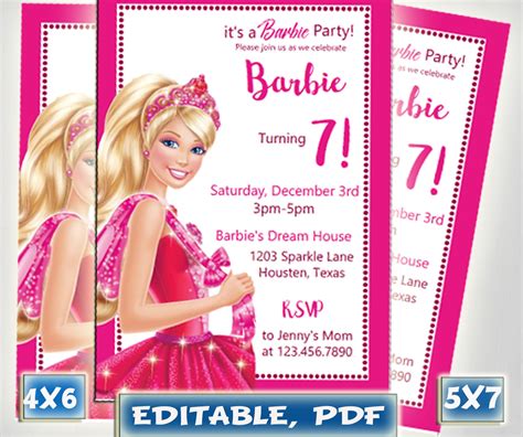 Barbie Birthday Invite Template