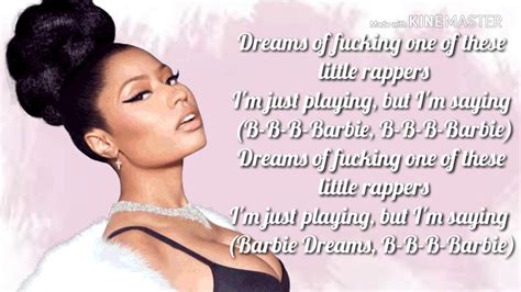 Barbie nicki minaj lyrics. Oct 5, 2023 ... Nicki's opening lines, “And I'm bad like the Barbie. I'm a doll but I still wanna party,” set the stage. She's likening herself to a Barbie doll&nbs... 