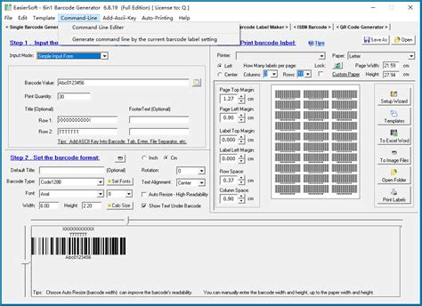Barcode name text.  Print barcode label by dos command line.  About QR Co...