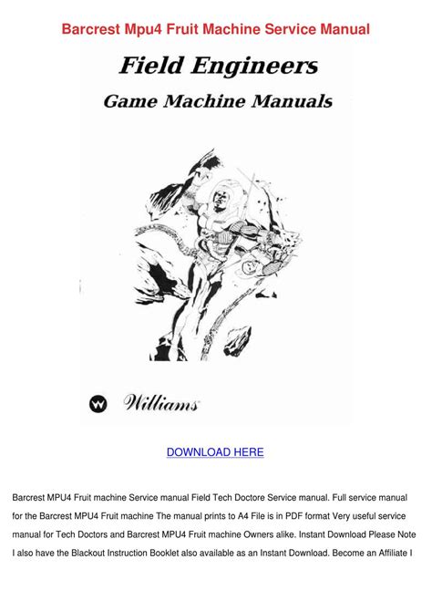 Barcrest mpu4 fruit machine service manual. - John deere sabre 1538 service handbuch.