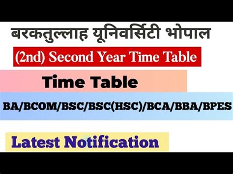 Barkatullah University BCom 2nd Year Time Table 2024