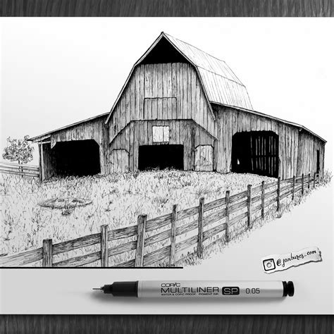 Barn Drawing Realistic