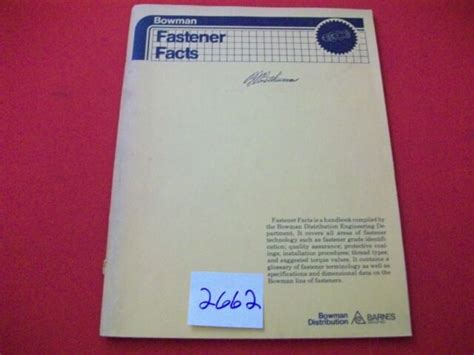 Barnes Bowman Distribution Fastener Facts Manual Reference …