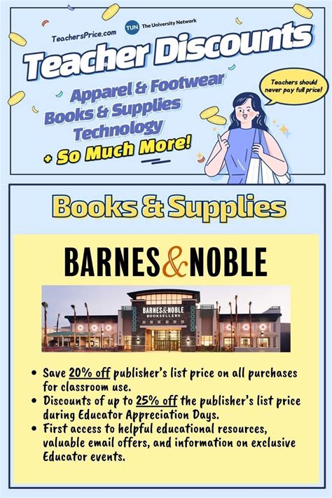 Barnes and noble educator discount. Teachers can apply for a Barnes & Noble Educator Discount Card and receive up to 25% off books, toys and games. Barnes & Noble Kids’ Club saves 30% off your first book or toy purchase and kids can earn a free book when you enroll them in the Summer Reading Program. 