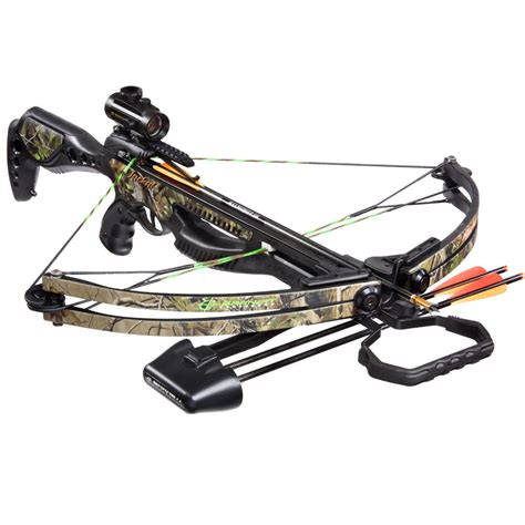 Details. The Jackal is an innovative design, with divided fore grip for added comfort this Crossbow is great value for money. The package comes complete with 3 - 20" arrows, sights and quick release quiver. For use and storage wax the string after every ten shots and before storing for long periods of time to prevent string from drying and ...
