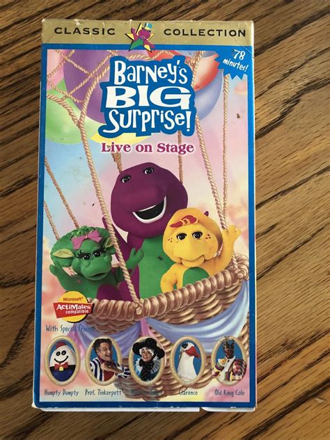 Barney's Big Surprise! Live on Stage (1998) - 1998 VHS, Barney's Big Surprise Play Along (Comeback), Barney's Big Surprise! Live on Stage 2000 VHS. 
