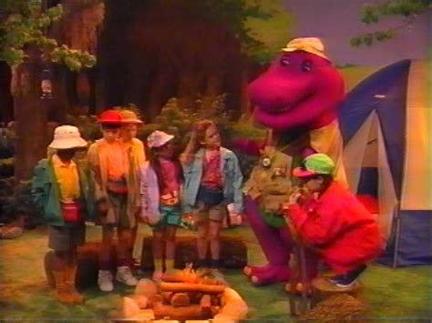 Barney campfire sing along part 2. The audience gets settled in before they hear a voice saying the magic words, "Shimbaree, Shimbarah". Then, out of nowhere, sparkles start appearing onstage ... 