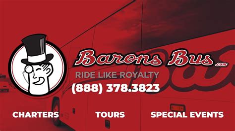 Barons bus lines reviews. Barons Bus offers bus service across the Mountain State, ... Get to Know Us See Career Opportunities Review Rider's Guide Understand Title VI. Cleveland Location 13315 Brookpark Road Brookpark, OH 44142 888-378-3823. Columbus Location 1330 McKinley Avenue Columbus, OH 43222 888-378-3823. 