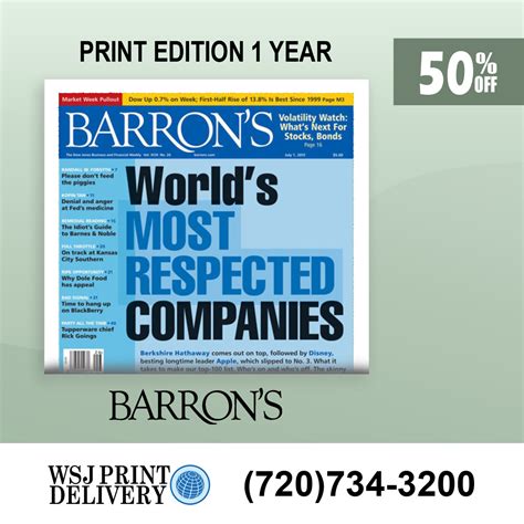 Offer's Details: Use this Barron's promo and find yourself saving money without a promo code. Click this link and get 50% Off 6-Month Print & Digital Subscription Plan. Terms: Apply discount exclusively to available items. Exclusions may apply. Use offer while stocks are available. Offer available when used once per shopping session.. 