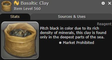 Basaltic clay ffxiv. Name Item Type Level Item Level Rank Components Surveillance Retrieval Speed Range Favor Shark-class Bow Submersible Bow 1 115 1 5 50 40 10 -20 15 Unkiu-class Bow ... 